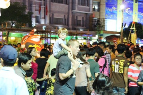 Đường hoa Nguyễn Huệ khoe sắc trong đêm