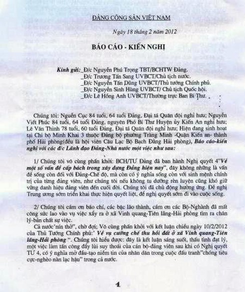 Cán bộ lão thành đề nghị cách chức Bí thư Thành ủy Hải Phòng