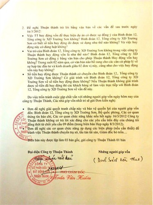 Chung cư Binh đoàn 12: Giám đốc trốn hẹn, gọi cảnh sát 113