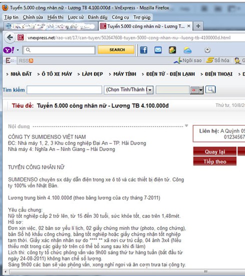 Sumidenso Việt Nam sử dụng lao động chưa thành niên sai luật (?)