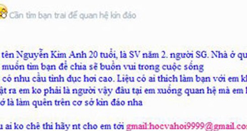 Lời mời gọi bạn tình nhan nhản trên mạng