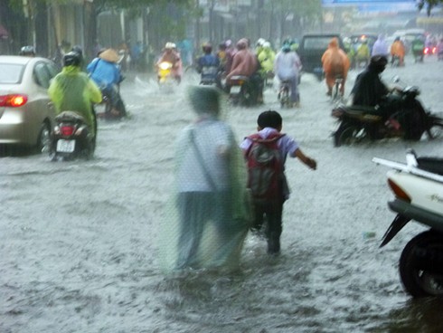 Miền Trung: Mưa lớn kéo dài, đường ngập nặng, lúa ngã đổ