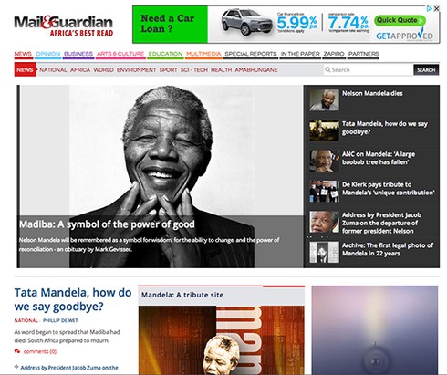 Hình ảnh cựu Tổng thống Nelson Mandela ngập tràn trang bìa báo chí thế giới - ảnh 15