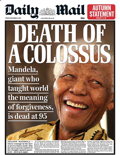 Hình ảnh cựu Tổng thống Nelson Mandela ngập tràn trang bìa báo chí thế giới - ảnh 6