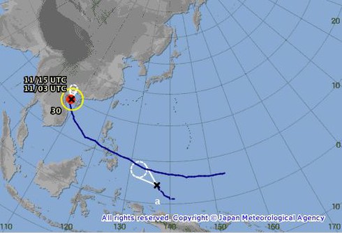 Khí tượng Nhật Bản: Bão Haiyan (bão số 14) ‘bẻ hướng', rời xa Việt Nam - ảnh 3