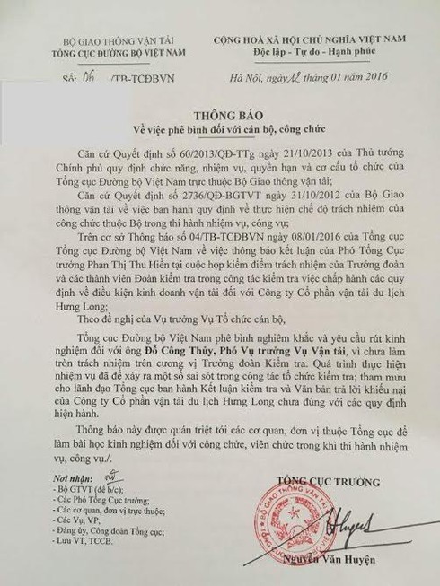 Kỷ luật trưởng đoàn thanh tra vụ “tập đoàn xe dù Hưng Long” - ảnh 3