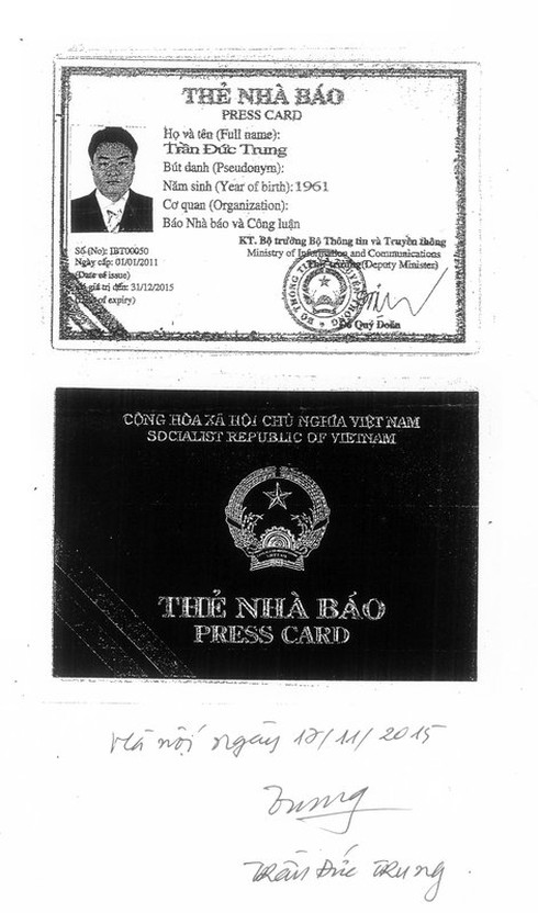 Báo Nhà báo & Công luận đã thu hồi Thẻ nhà báo của ông Trần Đức Trung - ảnh 2