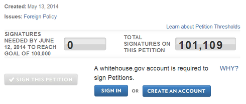 Đã đủ 100.000 chữ ký cho bản kiến nghị gửi Nhà Trắng - ảnh 1