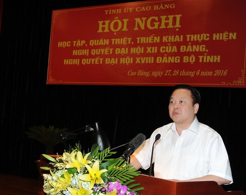 Cao Bằng quán triệt Nghị quyết Đại hội Đảng XII tới từng cấp ủy cơ sở - ảnh 1