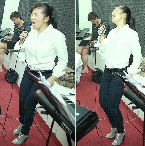 Hồng Nhung giản dị trên sàn tập