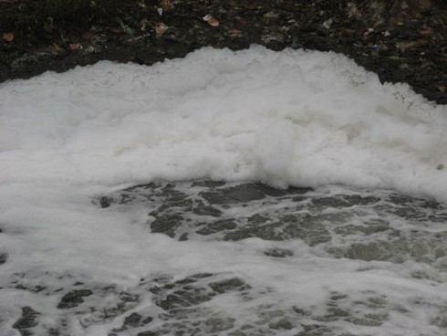 Kỳ lạ sông Nhuệ dâng bọt cao ngập đầu - ảnh 4