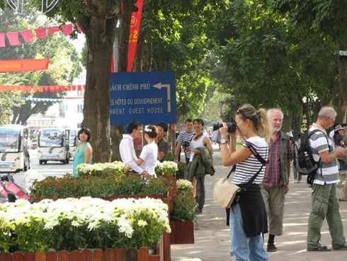 Du khách nước ngoài “ngạc nhiên” với nghệ thuật hoa Xuân đón năm mới - ảnh 1