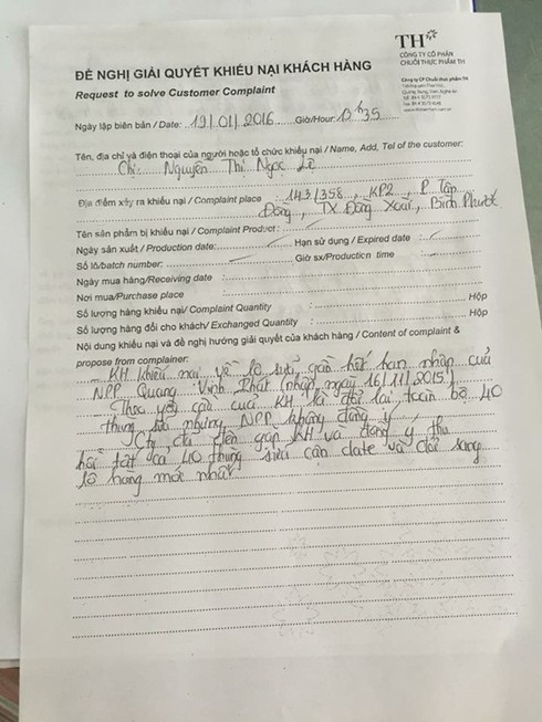 Khách hàng ở Bình Phước không khiếu nại về chất lượng sữa TH true MILK - ảnh 1