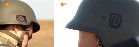 Lính Ukraine 'vô tình' đội mũ có biểu tượng phát xít? - ảnh 1