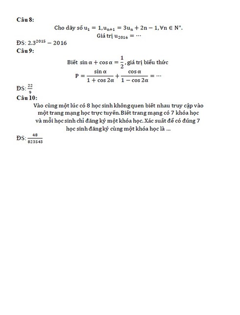 Đề thi ViOlympic Toán Tiếng Việt lớp 11 vòng thi 15 năm 2016 - ảnh 2