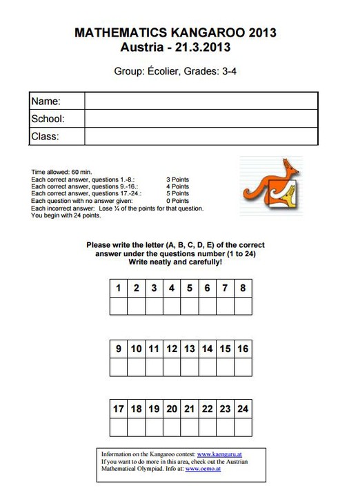 Những điều cần biết về kì thi Toán quốc tế Kangaroo - ảnh 1