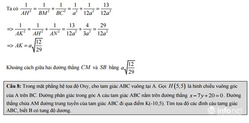 Hà Nội: Đáp án đề thi thử môn Toán THPT quốc gia 2016 - ảnh 8