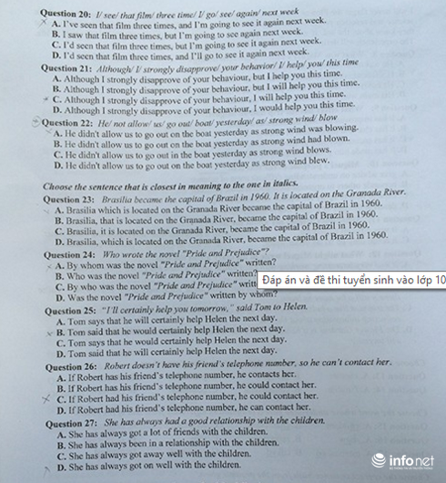 Đề thi Tiếng Anh vào 10 trường THPT chuyên ĐH Sư phạm Hà Nội năm 2015 - ảnh 5