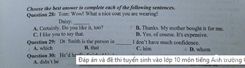 Đề thi Tiếng Anh vào 10 trường THPT chuyên ĐH Sư phạm Hà Nội năm 2015 - ảnh 6