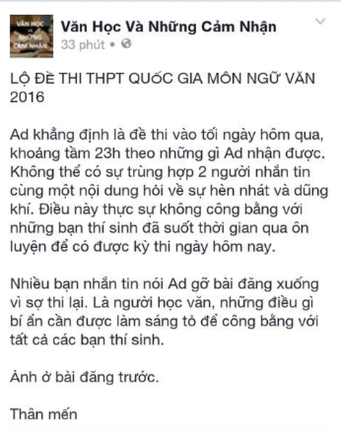 Thứ trưởng Bùi Văn Ga: Công an đã vào cuộc điều tra về nghi án lộ đề thi Văn - ảnh 2