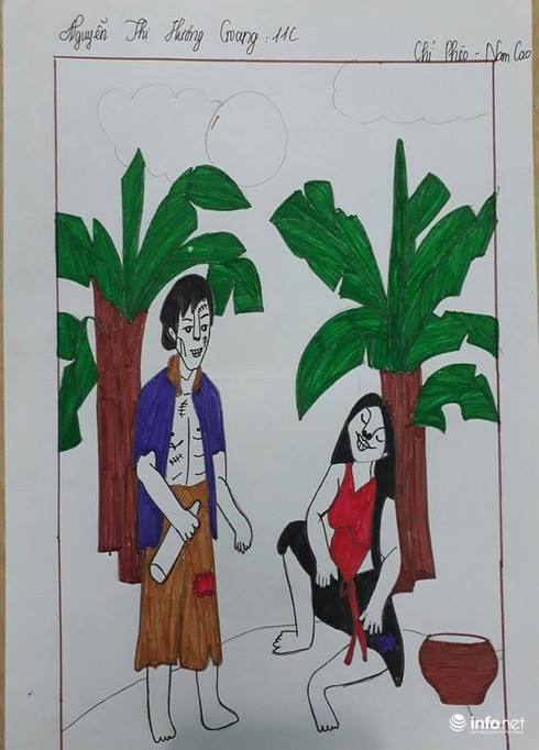 Ngộ nghĩnh những bức tranh minh họa tác phẩm văn học của học sinh - ảnh 7