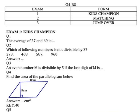 Đề thi ViOlympic cấp quận/huyện khối 4 năm 2016 môn Toán Tiếng Anh - ảnh 1