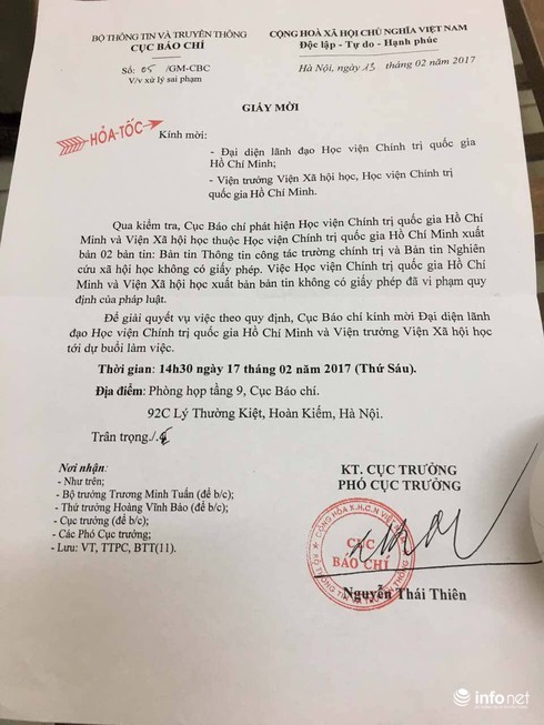 Làm rõ việc hai bản tin xuất bản không có giấy phép - ảnh 1