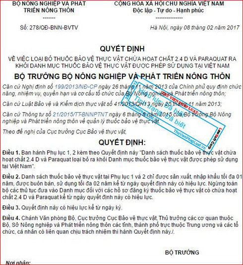 Kéo dài thời gian dùng chất cực độc Paraquat: