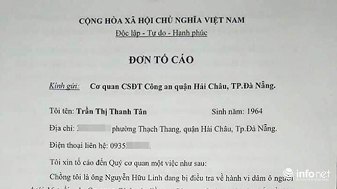 Vợ bị can Nguyễn Hữu Linh tố cáo bị làm nhục, đề nghị Công an xử lý