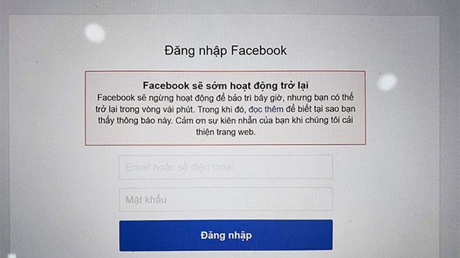 Facebook gặp sự cố nghiêm trọng: Không thể đăng nhập, gửi ảnh