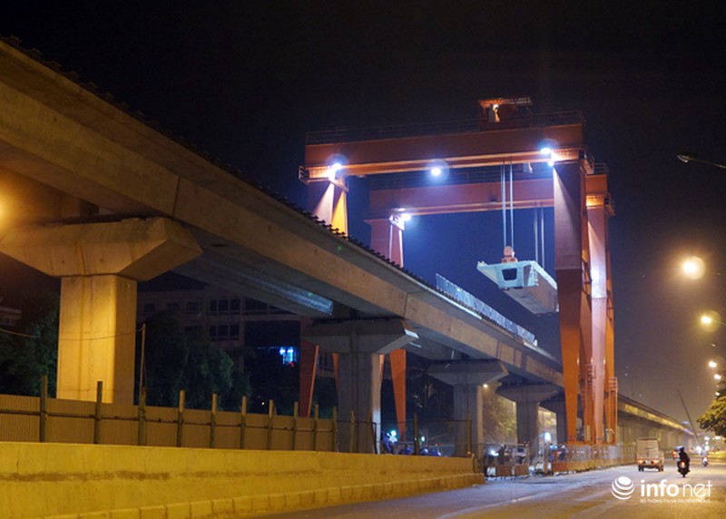 Cận cảnh màn lao dầm khó khăn nhất tuyến đường sắt trên cao - ảnh 4