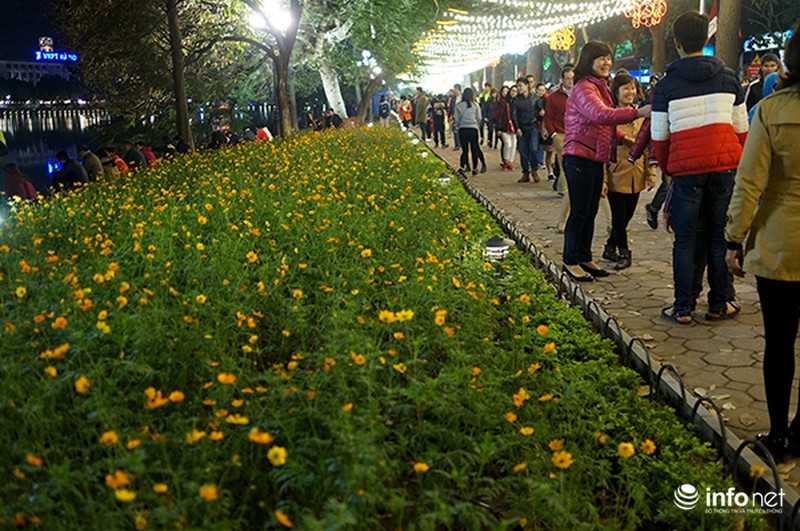 Hà Nội: Người dân dẫm lên thảm cỏ, vườn hoa chụp ảnh đêm giao thừa - ảnh 1