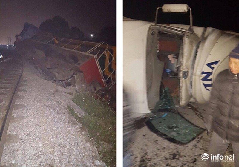 Tàu hoả húc văng cotainer, 2 người bị thương - ảnh 1