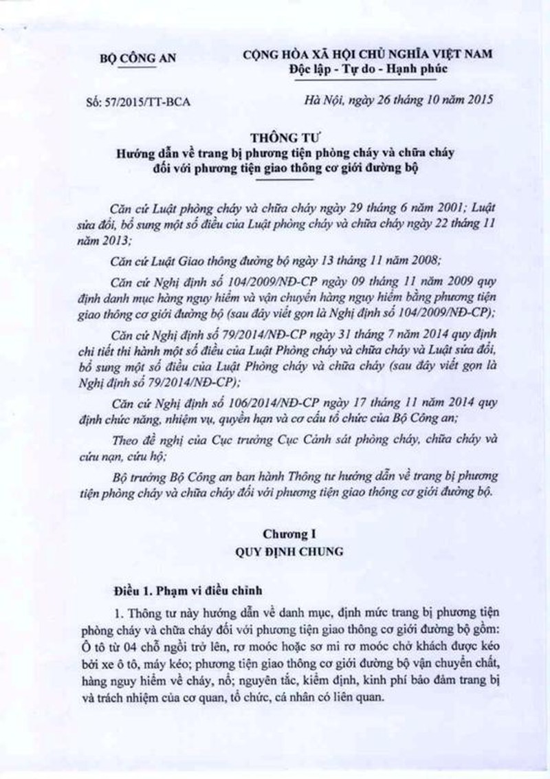 Bình cứu hỏa trên xe ô tô: Nội dung chi tiết Thông tư 57 Bộ CA - ảnh 2
