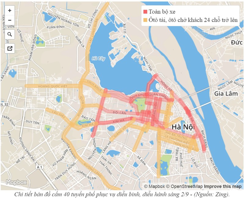 Các đường bị cấm để phục vụ diễu binh diễu hành ngày 2/9 tại Hà Nội - ảnh 1