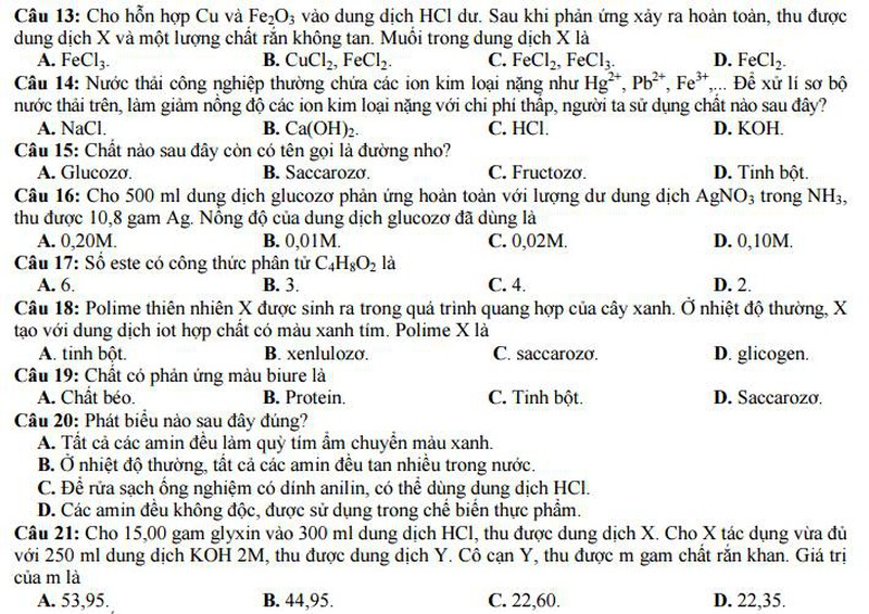 Bộ GD&ĐT công bố đề thi minh họa môn Hóa năm 2017 - ảnh 3