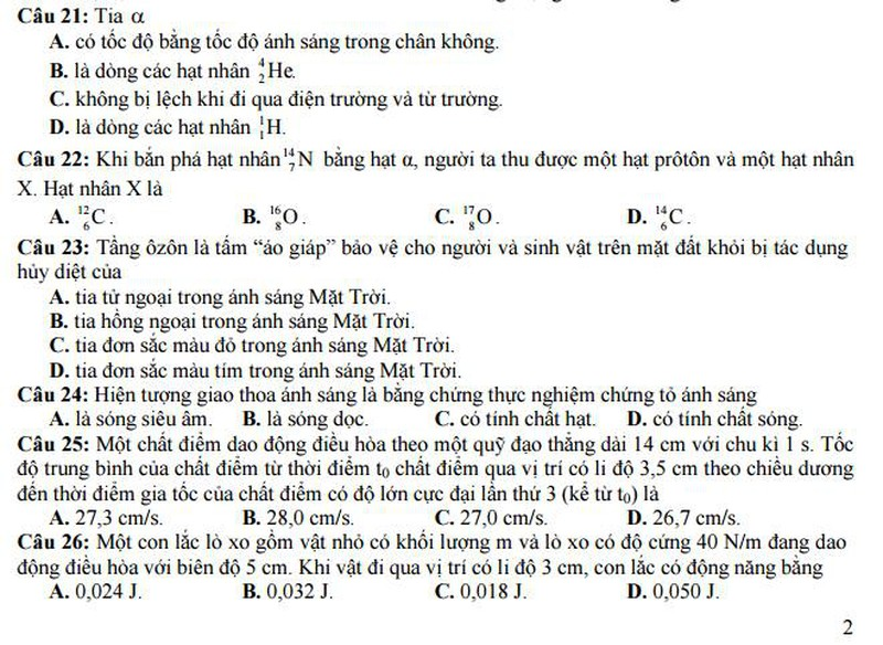 Bộ GD&ĐT công bố đề thi minh họa môn Lý năm 2017 - ảnh 4