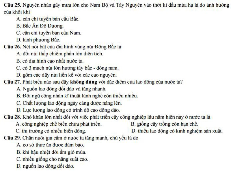 Bộ GD&ĐT công bố đề thi minh họa môn Địa năm 2017 - ảnh 6