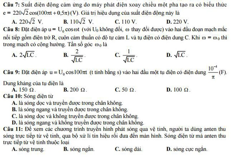 Bộ GD&ĐT công bố đề thi minh họa môn Lý năm 2017 - ảnh 2