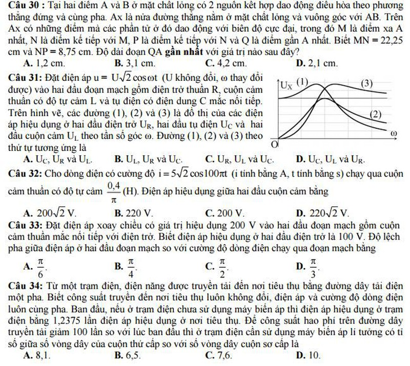 Bộ GD&ĐT công bố đề thi minh họa môn Lý năm 2017 - ảnh 6