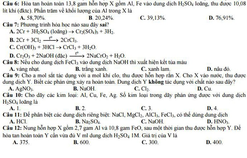 Bộ GD&ĐT công bố đề thi minh họa môn Hóa năm 2017 - ảnh 2