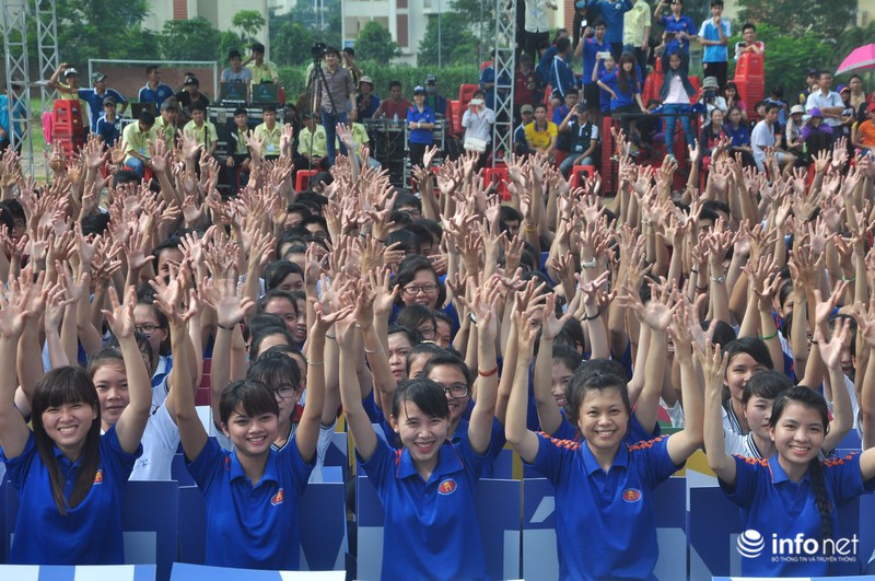 Kỷ lục Việt Nam: 400 sinh viên xếp hình “Bức tranh chủ đề hội nhập lớn nhất” - ảnh 1