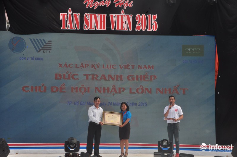 Kỷ lục Việt Nam: 400 sinh viên xếp hình “Bức tranh chủ đề hội nhập lớn nhất” - ảnh 4