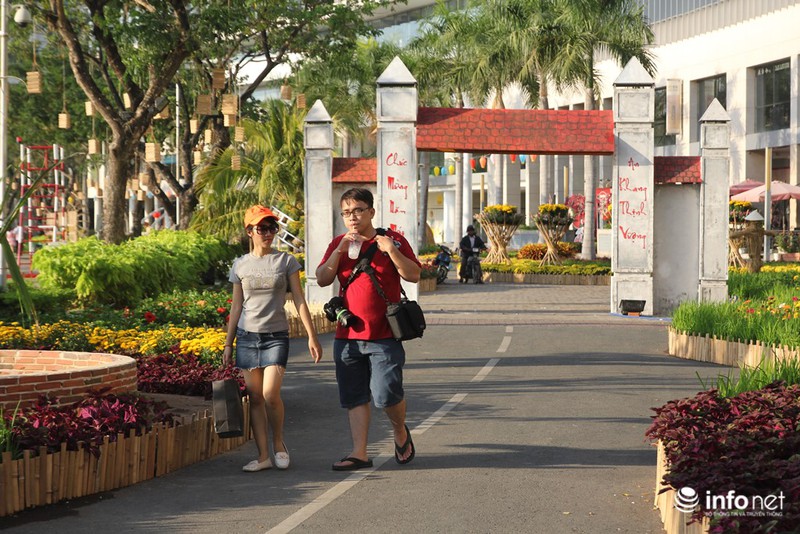 Thiếu nữ duyên dáng bên đường hoa xuân tại phố nhà giàu Sài Gòn - ảnh 1