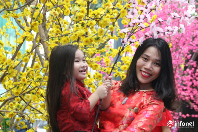 Người dân xúng xính khăn đóng áo dài chụp ảnh Tết sớm - ảnh 10