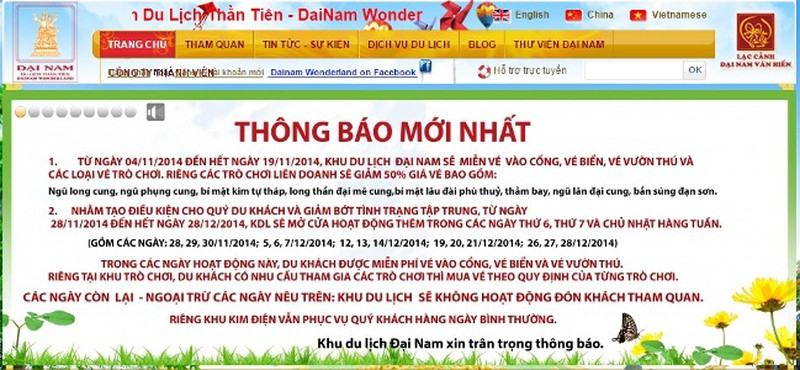 Đại Nam tiếp tục mở cửa các ngày cuối tuần đến hết năm 2014 - ảnh 1