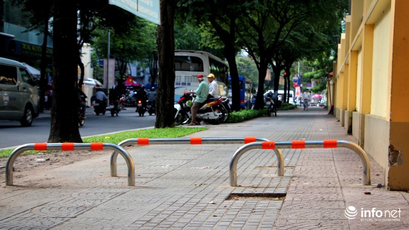 TP.HCM: Cỏ bồn hoa chết sạch vì... barie chắn ngang vỉa hè - ảnh 2