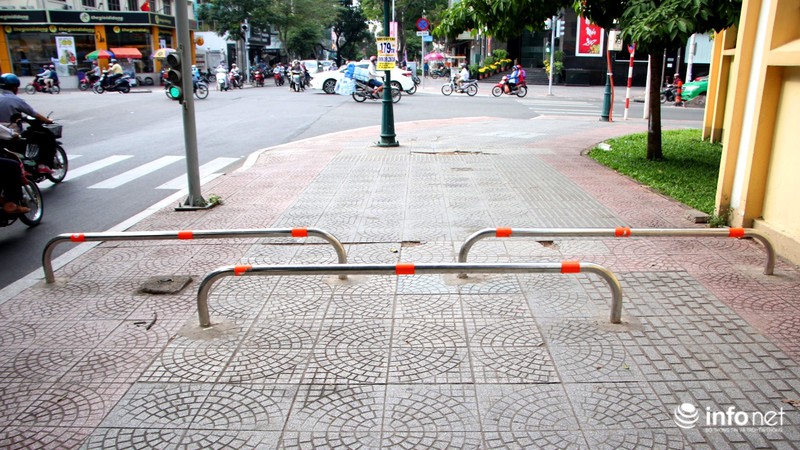 TP.HCM: Cỏ bồn hoa chết sạch vì... barie chắn ngang vỉa hè - ảnh 8