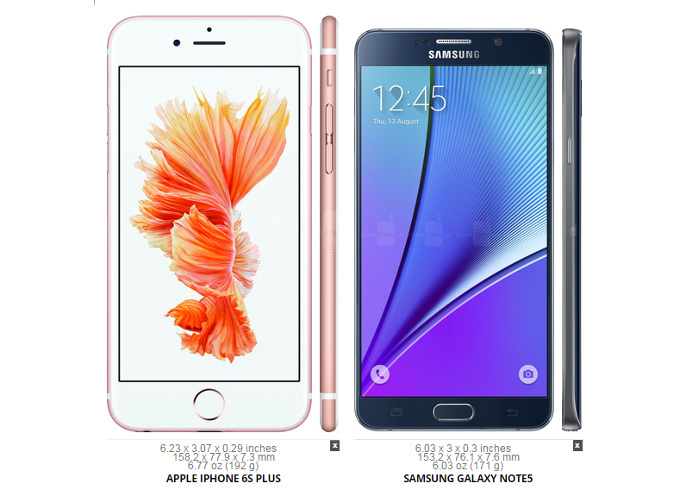 iPhone 6s Plus, Galaxy Note 5