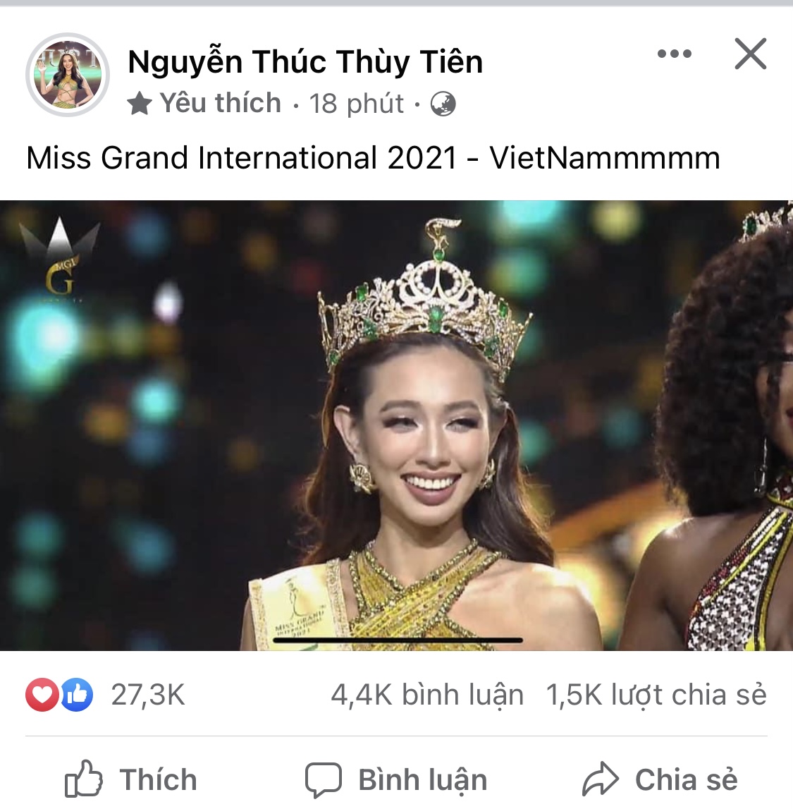 Thuỳ Tiên đã có chia sẻ đầu tiên sau khi đăng quang Miss Grand 2021, nói 1 câu mà rõ hết nỗi lòng! - Ảnh 2.